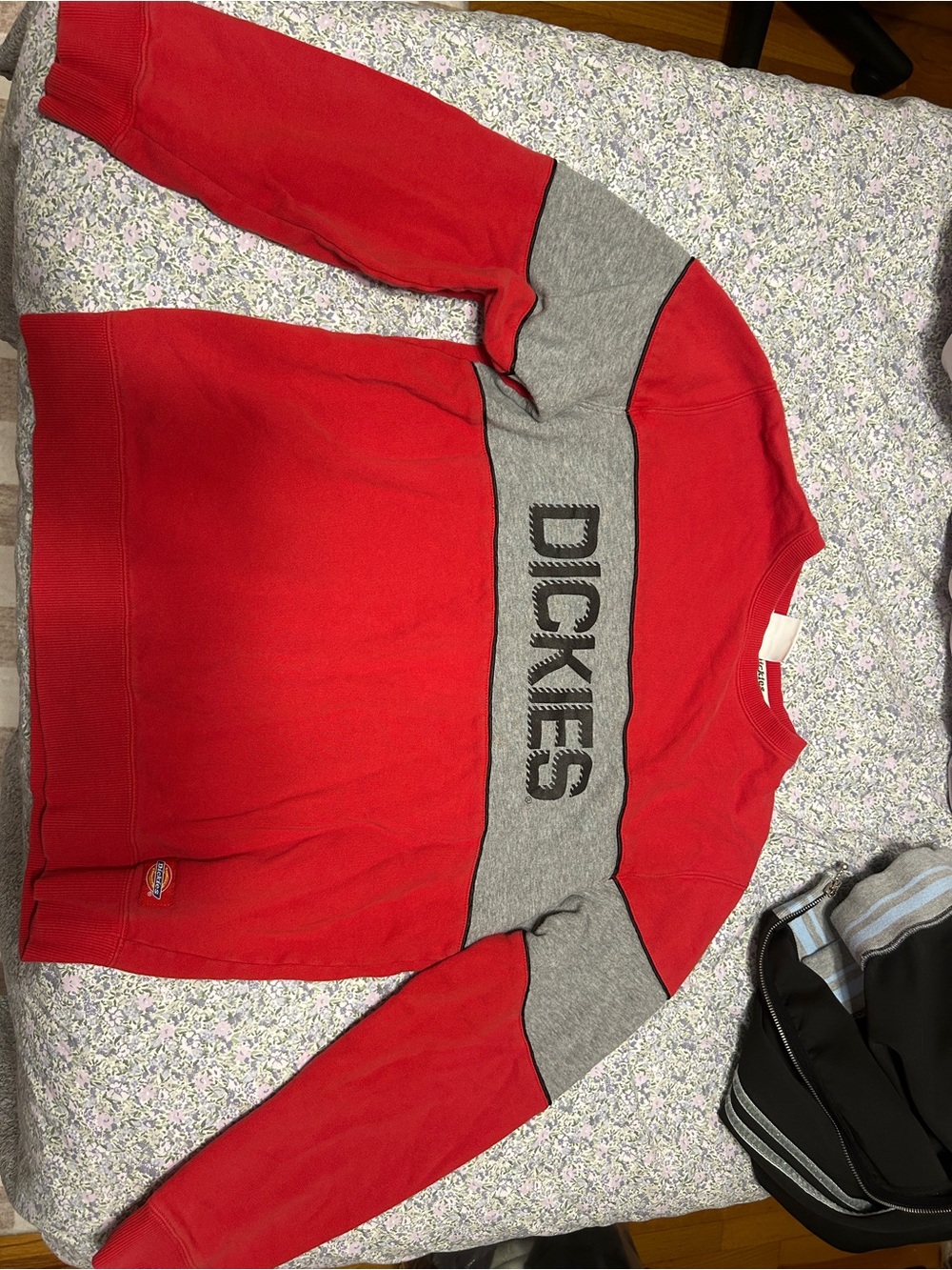 Dickies Red and Gray Colorblock Crewneck Sweatshirt- unisex